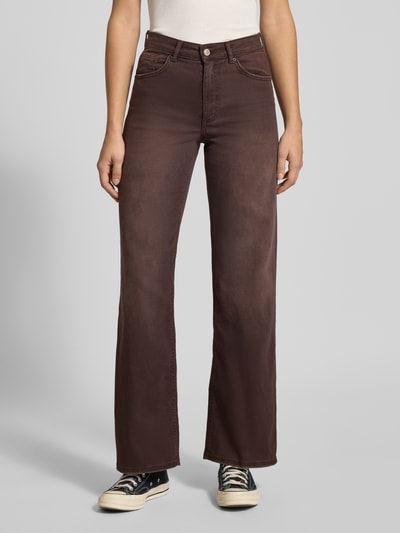 Only Jeansy z szeroką nogawką z mieszanki bawełny model ‘JUICY’ Ciemnobrązowy 4