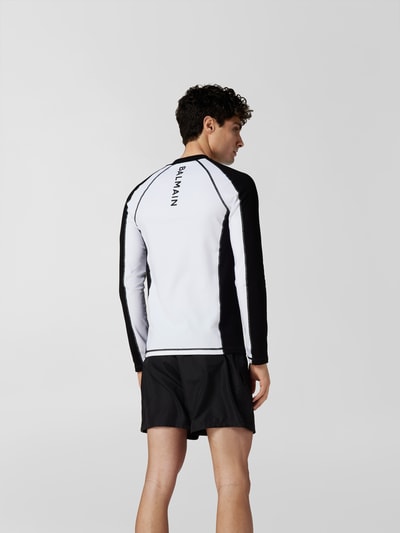 Balmain Longsleeve in Two-Tone-Machart Weiss 5