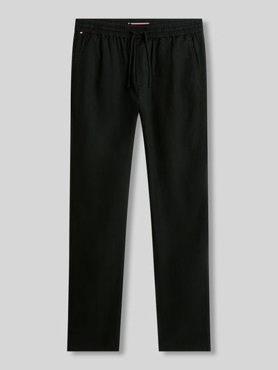 Tommy Hilfiger Tapered chino van linnenmix met trekkoord model 'HARLEM' Zwart - 2