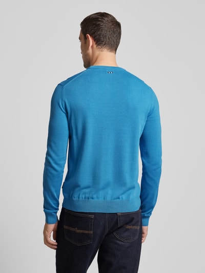 Napapijri Gebreide pullover met labelstitching, model 'DROZ' Blauw - 5