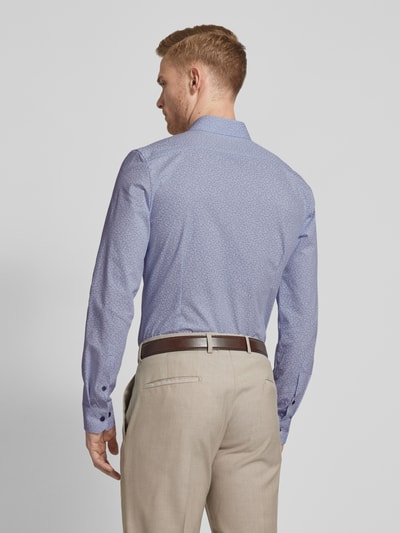 OLYMP No. Six Super slim fit zakelijk overhemd in gemêleerde look Marineblauw - 5