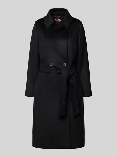 Produktfoto, Gerader Mantel aus reiner Schurwolle Modell 'BCOLLAG' von Max Mara in Schwarz, glatte Struktur, Damen Mantel von Max Mara Studio