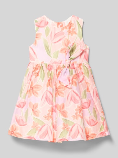 Productfoto, 'Kleid im Allover-Look mit Schleifen-Applikation' van Mayoral, linnenmix, a-lijn, bloemenpatroon, ronde hals, ruglengte 60 cm bij maat 116