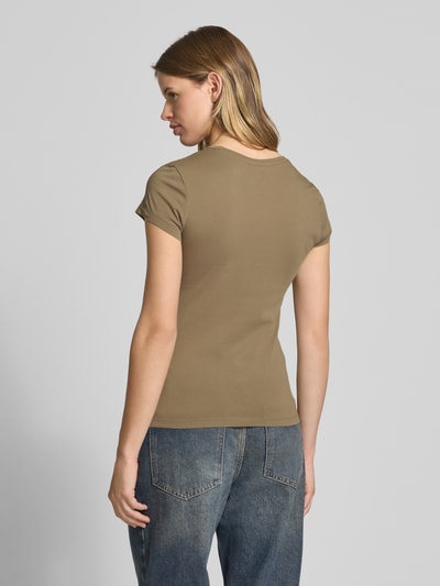 G-Star Raw T-Shirt mit Label-Stitching Modell 'Eyben' Khaki 5