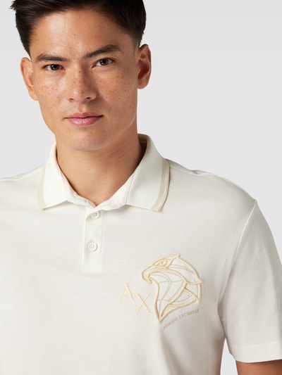 ARMANI EXCHANGE Poloshirt mit Label-Motiv-Stitching Offwhite 3