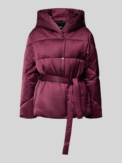 BOSS Płaszcz pikowany o kroju regular fit z dodatkiem wiskozy model ‘PLYSSA’ Bordowy 2