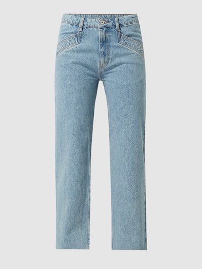 Jake*s Casual Straight fit jeans met gerafelde pijpboorden  Lichtblauw gemêleerd - 2