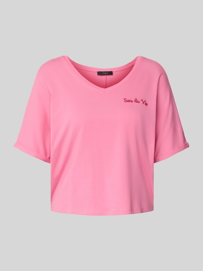 Oui Boxy fit T-shirt met V-hals Roze - 2