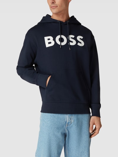 BOSS Orange Hoodie mit Label-Design Marine Melange 4