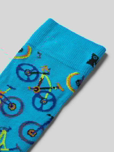 Happy Socks Sokken met motiefstitching, model 'MOUNTAIN BIKE' Koningsblauw - 2