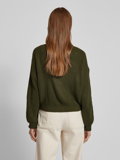 ZABAIONE Cropped Strickjacke mit Knopfleiste Khaki 5