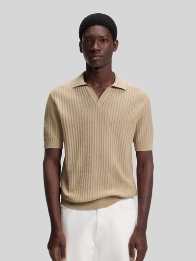 HUGO Koszulka polo o kroju regular fit z mieszanki bawełny i lnu model 'SEEMANT' Beżowy 4