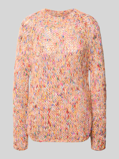 Produktfoto, Regular Fit Pullover mit Schurwoll-Anteil in Strick-Optik von Rich & Royal, bunt meliert, Rundhalsausschnitt, strukturierte Oberfläche