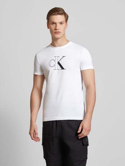 Calvin Klein Jeans T-shirt met labelprint Wit - 4