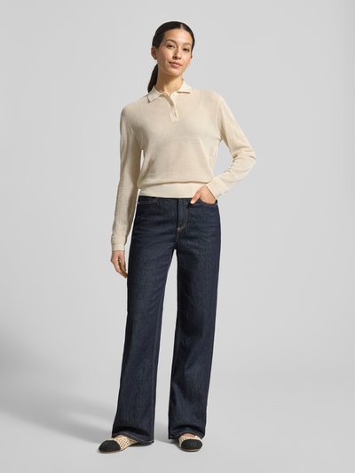 Jake*s Studio Woman Gebreide pullover met polokraag en knoopsluiting Offwhite - 1