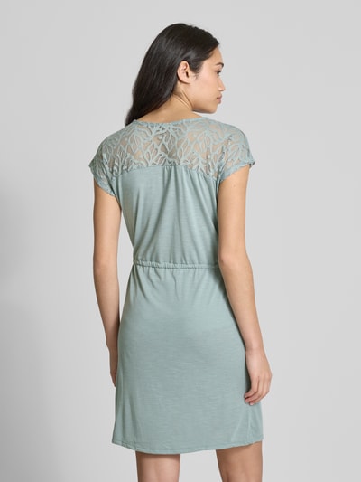 Only Getailleerde knielange jurk met kant, model 'SINDY LIFE' Rietgroen - 5