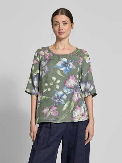 ZABAIONE Loose Fit Blusenshirt aus reinem Leinen Khaki 4