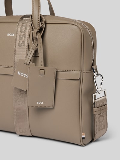 BOSS Laptoptasche mit Label-Print Modell 'Zair' Taupe 3