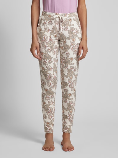 Schiesser Regular fit stoffen broek met all-over motief, model 'Mix & Relax' Offwhite - 4