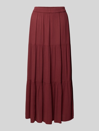 Productfoto, Ausgestellter Maxi-Rock aus reiner Viskose Modell 'MIKKA' van Only, effen kleuren, uitlopend, maxilengte, volants, kreuklook, materiaal: zuiver viscose