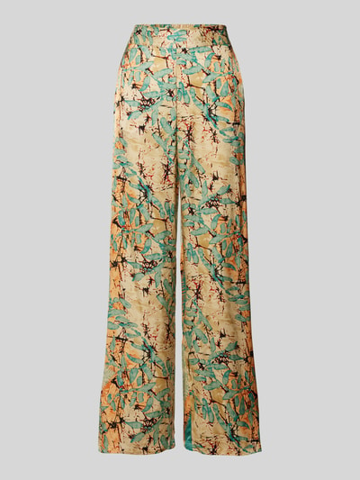 Soyaconcept Wide leg stoffen broek met all-over print, model 'Emly' Aquablauw - 2