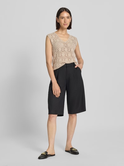 s.Oliver BLACK LABEL Regular Fit Häkel-Top aus Baumwoll-Mix Sand 1