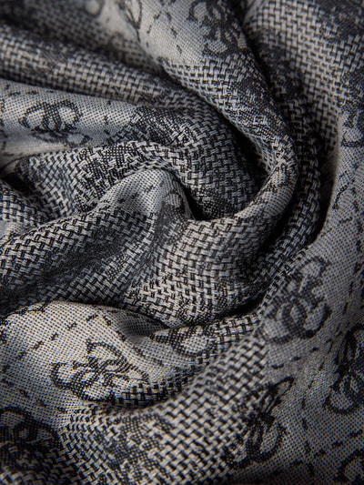 Produktfoto, Szal z mieszanki materiałów z dodatkiem wiskozy, prostokątny kształt, wzór z logo, frędzle, Guess Szal z logo-muster model 'ERICA', szerokość 65 cm, długość 190 cm