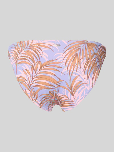Produktfoto, Slim Fit Bikini-Hose mit Logo-Applikation Modell 'Beach' von JOOP! Collection im floralen Allover-Print, lila und braune Töne, elastischer Material-Mix