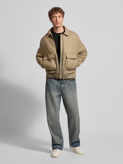 Blend Strickpullover mit Rundhalsausschnitt Modell 'BAGGE' Oliv 1