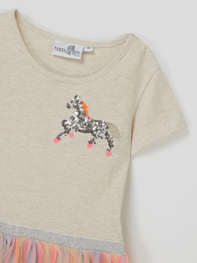 Happy Girls Kleid mit Pailletten-Motiv Sand meliert 2