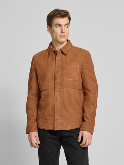 Gipsy Jacke in Leder-Optik mit Brusttasche Modell 'Jemmo' Cognac 4