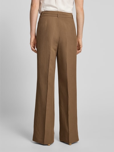 Raffaello Rossi Broek van een mix van viscose en linnen, model 'ANAIS' Middenbruin - 5