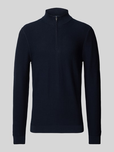 OLYMP Level Five Slim fit gebreide pullover met opstaande kraag Marineblauw - 2