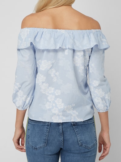 Rich & Royal Off Shoulder Blusenshirt mit Stickereien Hellblau 5