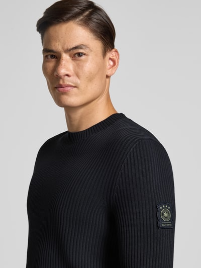 Marc O'Polo Regular Fit Strickpullover aus reiner Baumwolle - Marc O'Polo × DFB Travel Collection Dunkelblau 3