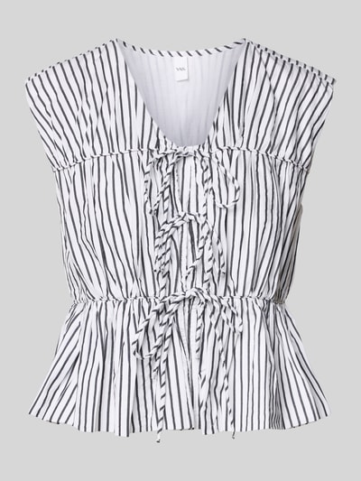 YAS Relaxed fit blousetop met vetersluiting, model 'EBBA' Offwhite - 2