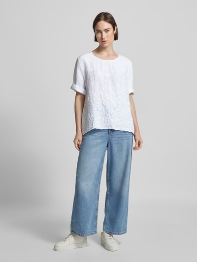 ZABAIONE Linnen blouse met structuurmotief, model 'La44ura' Offwhite - 1