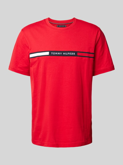 Tommy Hilfiger Regular fit T-shirt met labelstitching Rood - 2