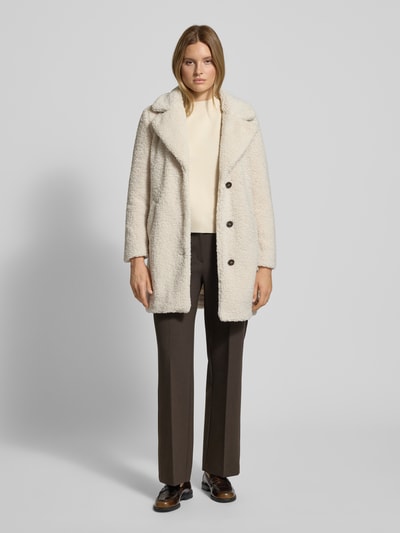 VERO MODA Regular Fit Teddy-Mantel mit Umlegekragen Modell 'KYLIE' Offwhite 1
