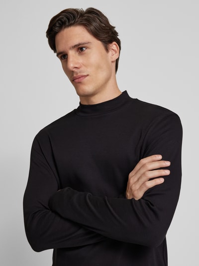 Christian Berg Men Longsleeve mit geripptem Stehkragen Black 3