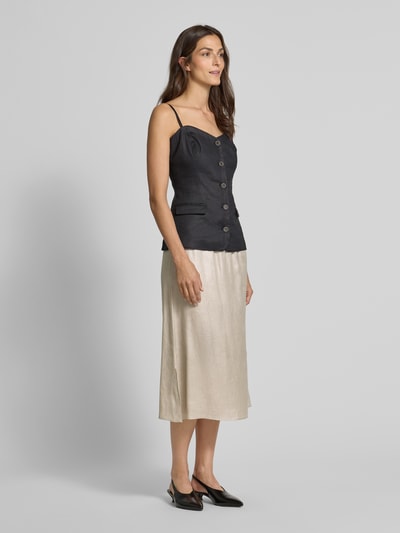 Someday Spódnica midi z mieszanki lnu z elastycznym pasem model ‘Oflow’ Piaskowy 1