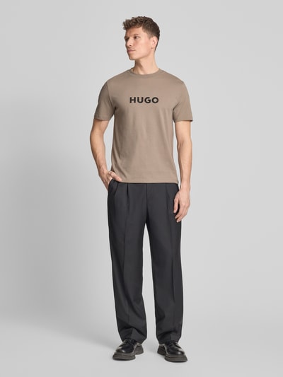 HUGO Regular Fit T-Shirt aus reiner Baumwolle Modell 'DUMEO' Hellbraun 1