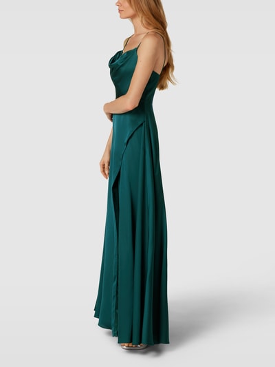 Luxuar Abendkleid mit Wasserfallausschnitt Petrol 4