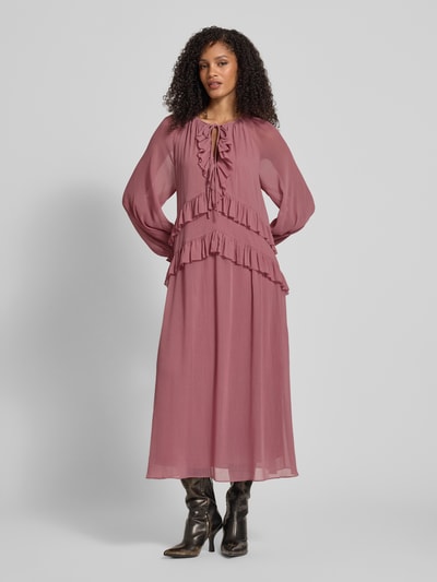 Jake*s Collection Midi-jurk van chiffon met volants Oudroze - 4