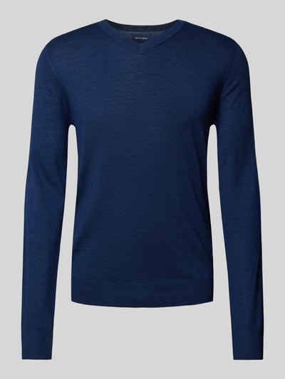 Christian Berg Men Gebreide pullover met V-hals Donkerblauw gemêleerd - 1