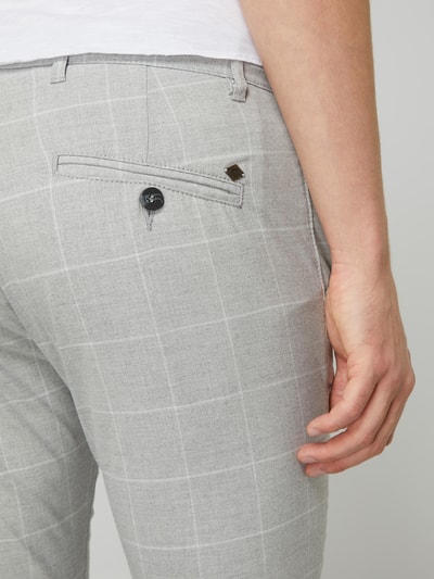 !Solid Slim fit chino met stretch, model 'Travis' Lichtgrijs gemêleerd - 3