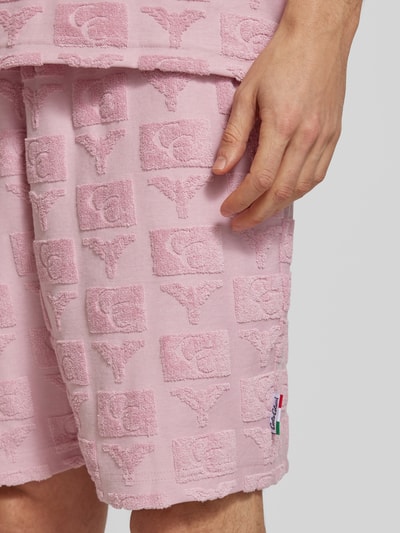 CARLO COLUCCI Regular fit sweatshorts met structuurmotief, model 'BEACHWEAR' Lichtroze - 3