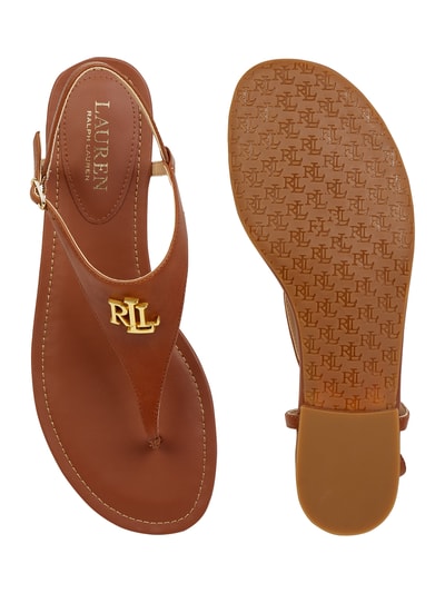 Lauren Ralph Lauren Zehentrenner aus Leder Modell 'Ellington' Cognac 5