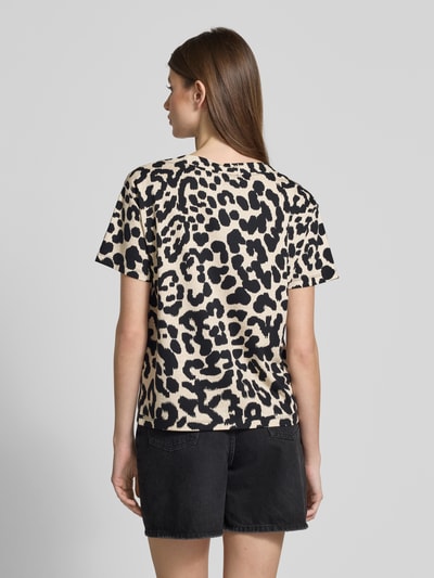 monari T-shirt z prążkowanym okrągłym dekoltem Czarny 5