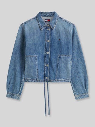 Tommy Jeans Kurtka jeansowa o kroju relaxed fit z mieszanki bawełny i lnu z tunelem Jeansowy niebieski 2